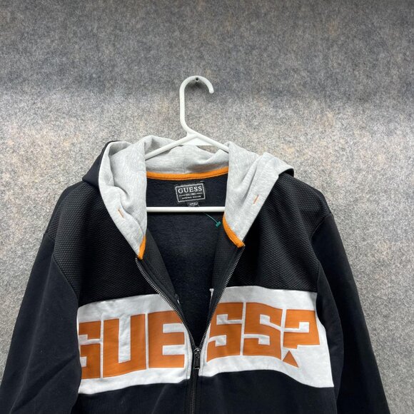 Guess Sweater Women 18 Black White Full Zip Hoodie Full Zip Jacket Spell out VTG - Picture 11 of 12